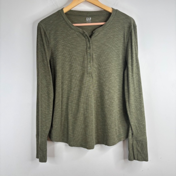 ASO Alt Bella Swan Olive Green Waffle Henley XL Twilightcore Long Sleeve Y2K Gap - Picture 2 of 11